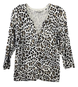 WHITE HOUSE BLACK MARKET 3/4 Arm Leopard Cardigan Pullover mit Schwarz Gr. M - L - Bild 1 von 12