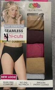 Fruit Of The Loom Damen 4er Pack Seamless Hi-Cuts Unterwäsche Gr. 6M Lesen - Bild 1 von 1
