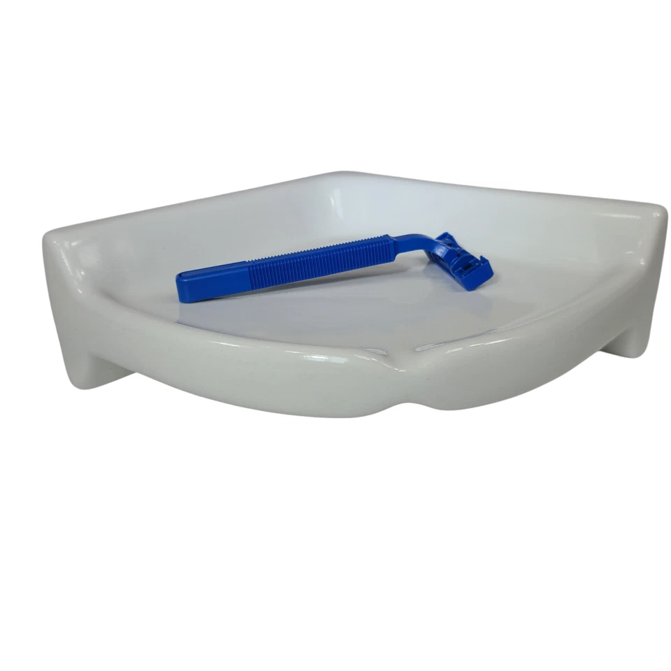 Vintage White Shower Corner Tray Soap Dish Ceramic Tile Ledge Shampoo Holder - Image 1 of 4