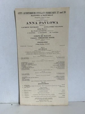 Anna Pavlowa 1925 U.S. Farewell Tour Playbill Program Portland OR Rare! Pavlova - Image 1 of 4