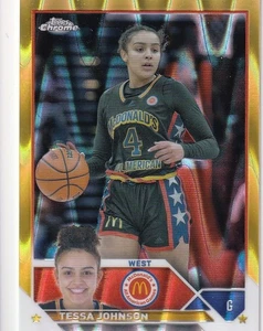 Tessa Johnson 2023 Topps Cromo McDonald's AA Oro RayWave Refractor 06/50 RC 43 - Imagen 1 de 2