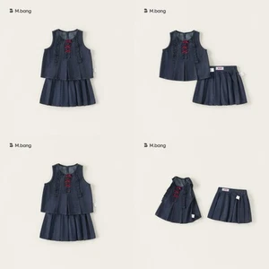 Girl Summer Denim Dress Set With Bow Lace For Ages 3 To 8 - Picture 1 of 10