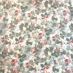 P Kaufmann Fabric 13 yds Cotton Roses Pink Screen Print Scotchguard 55” Wide Vtg - Picture 1 of 5