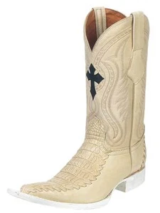 Bota Vaquera Imitación Águila Real (Spcls) Juego Imitación Caimán Panza ID 23544 PW1 Hueso - Imagen 1 de 1