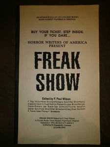 F PAUL WILSON Freak Show ADVANCE GALLEY Pocket Books 14" tall. Signed by FPW & 4 - Bild 1 von 12