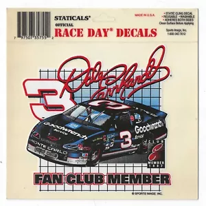 1997 NASCAR DALE EARNHARDT FAN CLUB MEMBER STATIC CLING DECAL ABOUT 4.5" X 5.5" - Picture 1 of 1