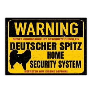 Deutscher Spitz Spitze Dog Schild Warning Security System Türschild Hundeschild - Bild 1 von 4