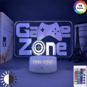 GAME ZONE GAMER 3D Visual LED 16 Colour Night Light Lamp any Room + Remote - Picture 1 of 14