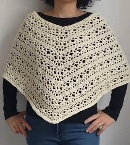 Poncho Donna Fatto A Mano In Acrilico - Foto 1 di 1