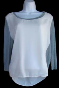 Lumiere Gr. S weiß grau Strick T-Shirt Top Neu mit Etikett hinten länger - Bild 1 von 3