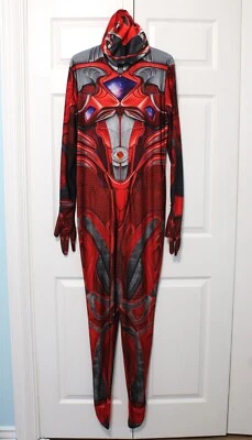 Red Power Ranger Costume, XL, Attached/Hands/Hood/Feet, Red/Multi Color - Image 1 of 4
