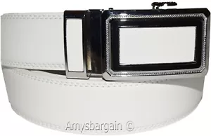 Herren Gürtel XL weiß Leder Automatikverschluss Anzug-/Freizeitgürtel verstellbarer Gürtel - Bild 1 von 15