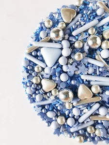 Kuchenaufleger Streusel Schokobälle blau silber gefroren Väter Tag der Kommunion 50g - Bild 1 von 5