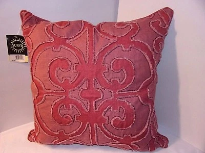 Square Pillow Rose Pink 20"x20" SURYA Fushia Raised Design Amelia Geometric - Image 1 of 4