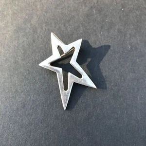 2” TR152 Silver 925 Star Made in Mexico Modern Skewed Art Cut Out Pin - Picture 1 of 4