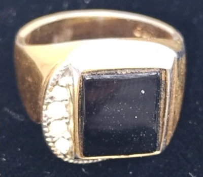 Anillo galvanizado de oro de 16k talla 9 para hombre con piedra de ónix negro. Ver resumen... Foto 1 de 4