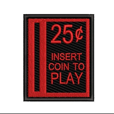 Retro Arcade Quarter Slot Patch Embroidered Iron-on Applique Clothing Nostalgic