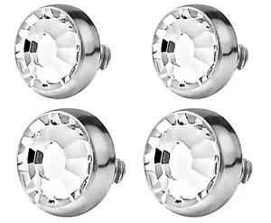 4x 14G 5MM INTERNALLY THREADED SURGICAL STEEL CLEAR FLAT CZ DERMAL ANCHOR TOP 24 - Picture 1 of 3
