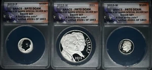 2015 March of Dimes Silver Set ANACS PR70 RP70 DCAM First Strike ✪COINGIANTS✪ - Picture 1 of 2