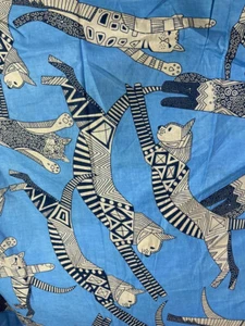 Blue Tiger Print Cotton fabric Natural handmade Color Dressmaking Sewing 2.5 yd - Picture 1 of 12