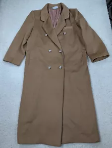 Cappotto Lana Donna Extra Large Marrone Tan Giacca Lungo Vintage Doppiopetto USA - Foto 1 di 19
