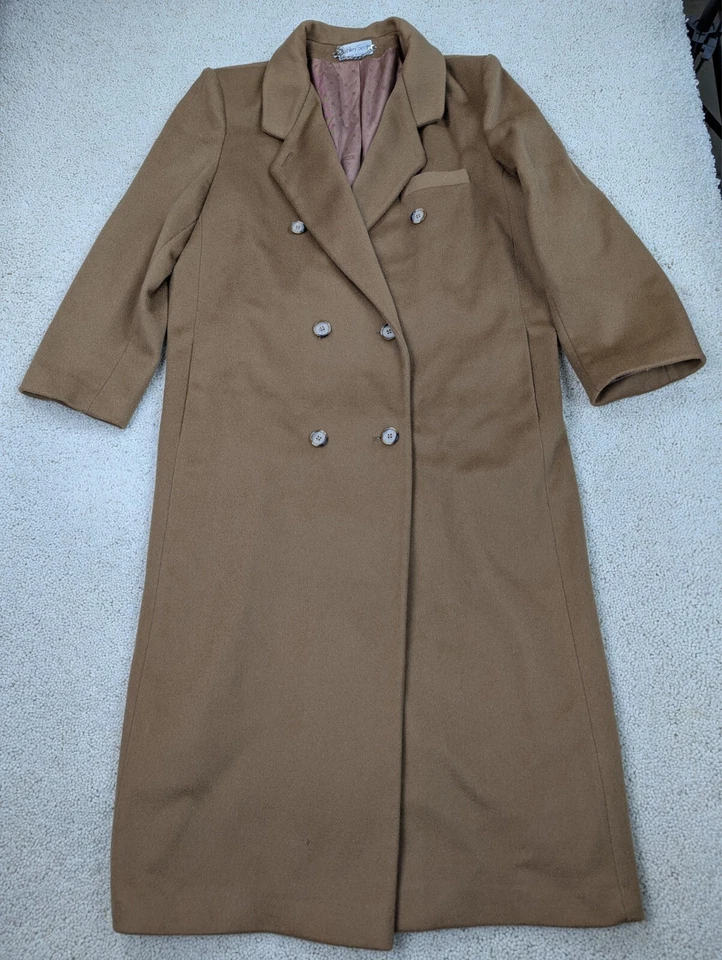Abrigo de Lana Mujer Extra Grande Marrón Tostado Chaqueta Larga Vintage Doble Pecho EE. UU. Foto 1 de 4