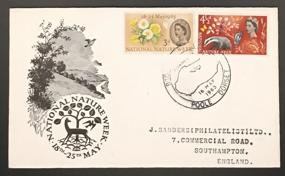 QEII 1963 National Nature Week Phosphor FDC FDI Brownsea Island, Poole Cancel - Image 1 of 2