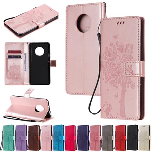 For Huawei P30 P40 P50 P9 Tree Embossing PU Leather Flip Wallet Case Phone Cover - Picture 1 of 24