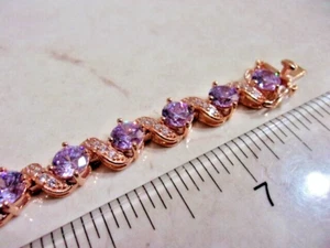 JTV Bella Luce 18KRose Gold over Sterling Amethyst and Sim Diamond Bracelet- New - Picture 1 of 7