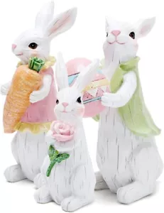 Easter Bunny Decorations Spring Indoor Home Decor Bunny Figurines (Easter White - Picture 1 of 6