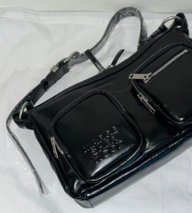 MARGESHERWOOD / OUTPOCKET HOBO / black glossy plain / Express / Genuine - Picture 1 of 2