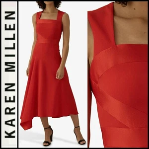 ๐๐$470 Abito da cocktail Karen Millen ROSSO drappeggiato senza maniche midi party ~ 8 M3020 - Foto 1 di 9