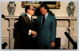 Jimmy Carter & Menachem Beginn Postkarte - arabisch-israelischer Konflikt Erinnerungsstücke - Bild 1 von 2