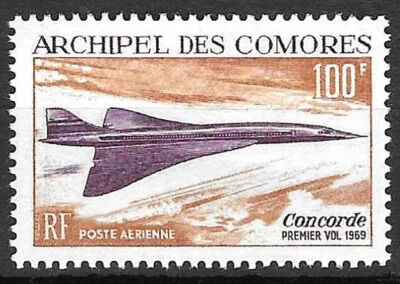 Estampillas Islas Comoras 1969 Primer Vuelo del Concorde 100f MNH SG83 Foto 1 de 2