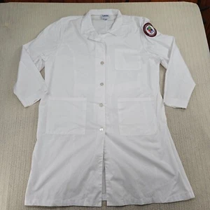 Landau Lab Coat Womens Size 40 White 3 Pocket Nurse Doctor Long - Picture 1 of 11