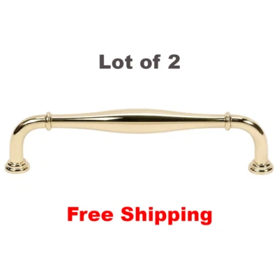 批量 2 件 Alno A726-6-PB Charlie's 6 英寸实心抛光黄铜手柄两个把手 — 第 1/4 张图片