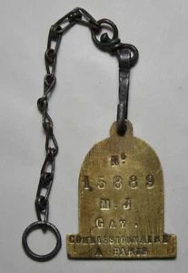 Plaque de métier - Commissionnaire n° 15889 M.J. GAY complète avec sa chaîne - Picture 1 of 2