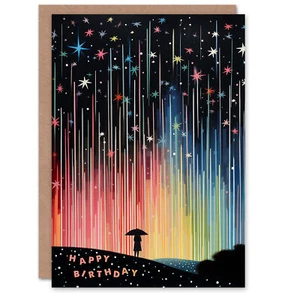 Verträumter Sternschnuppenregen Regenbogen Geburtstagskarte - Bild 1 von 6