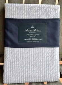 3-pc Brooks Brothers Striped Seersucker Duvet Cover Set - FULL/QUEEN Size - Picture 1 of 5