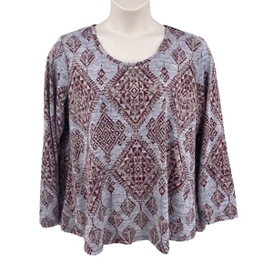 Top para mujer Madison & Berkeley gris óxido granate talla 1X tejido encaje inserto trasero LS - Imagen 1 de 11
