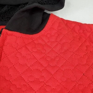 Mickey Mouse Hoodie Girls Large L Red Quilted Full Zip Jacket Coat Disney - Picture 1 of 21