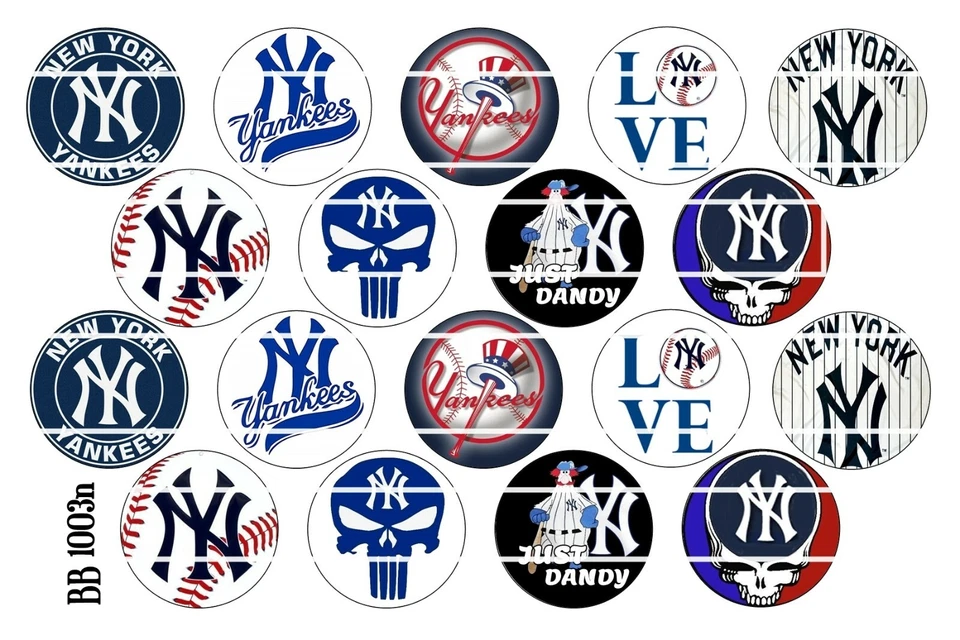 HHTDESIGNS Bottle Cap Images (25mm) 1" ~ Precut ~ Yankees Inspired Images~ USA seller