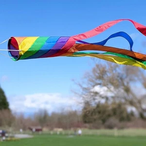 Vibrant Rainbow Hanging Decoration Windsock Grab Attention at Sports Events - Picture 1 of 11