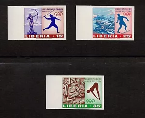 Liberia stamps 483-485 - Olympics imperf singles - 1968 MNH BkBLUE - Picture 1 of 1