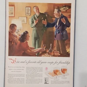 Comitato Consultivo Vino 1942 Stampa Pubblicità WW2 Vecchio Filato Amicizia Racconto Pesce 14 x 10" - Foto 1 di 3