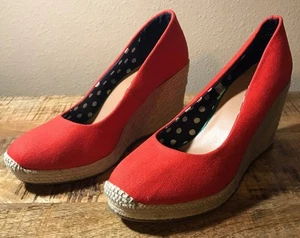 Merona Womens size 10 shoes canvas Pumps Platform Jute Heels Orange Espadrille - Picture 1 of 6