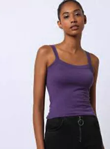 Kontatto Italy fine knit wool blend camisole top, purple, S - Picture 1 of 4