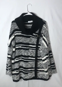 Calvin Klein size S/M black/white cape buckle sweater cowl neck long sleeves - Picture 1 of 7