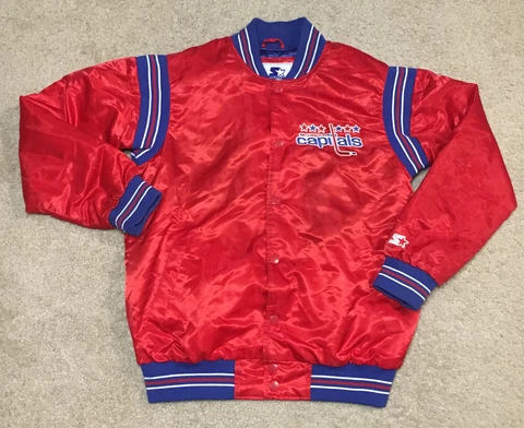 Washington Capitals NHL Starter Jacket Throwback Large Red Satin VGC Cover