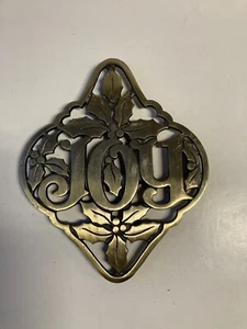 Vintage Avon Cast Iron Trivet JOY Holiday Christmas - Picture 1 of 5